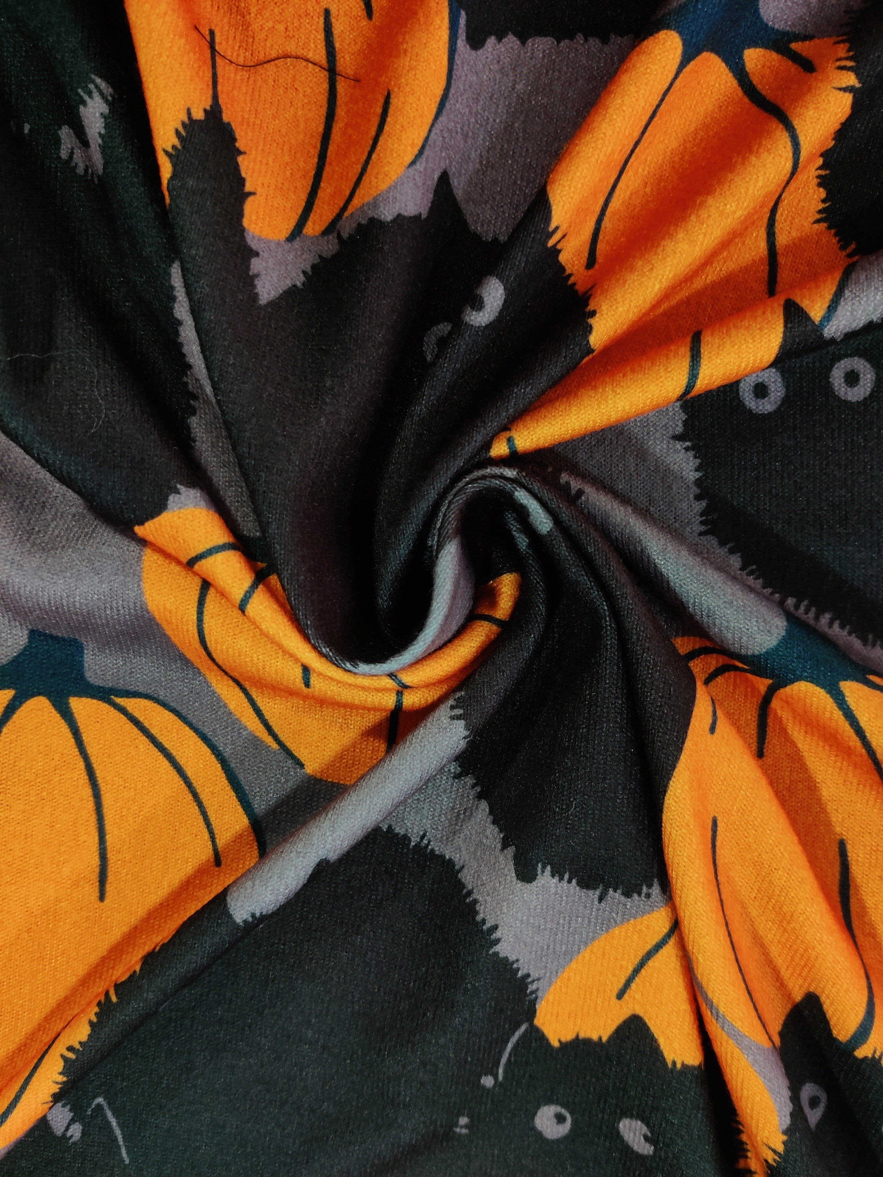 Halloween Pumpkin Pattern Cardigan, Casual Open Front Long Sleeve Cardigan For Spring & Fall, Women's Clothing