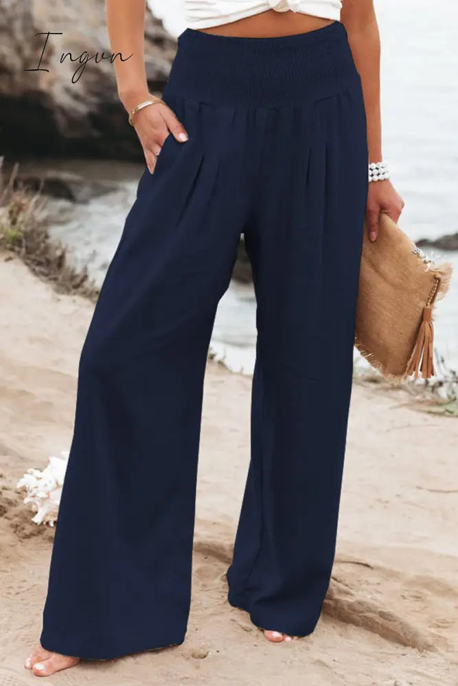 Ingvn - Casual Solid Patchwork Straight High Waist Straight Solid Color Bottoms(8 Colors)