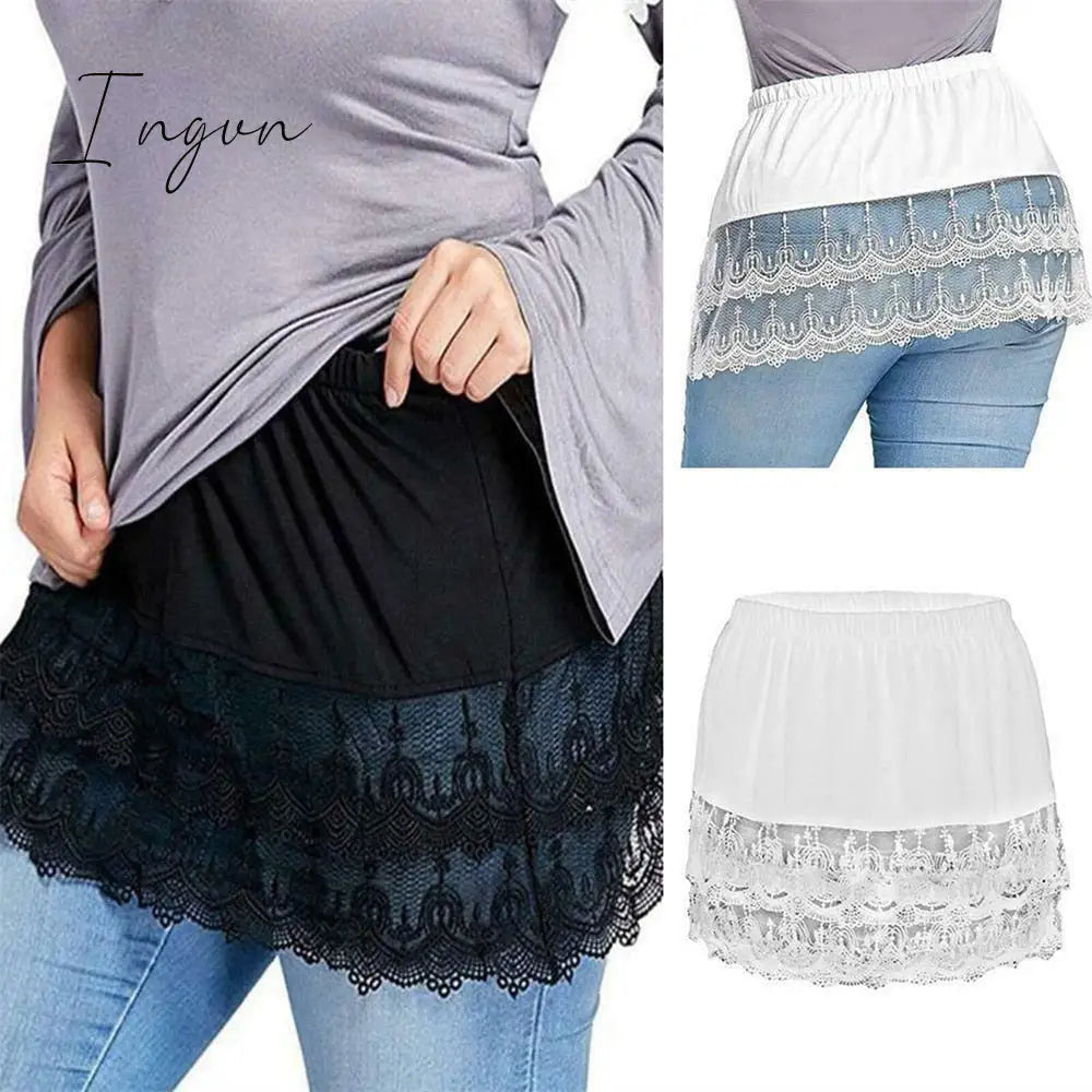 Ingvn - Spring Outfits New Style Womens Fake Shirts Hem Underskirts Elastic High Waist Split Half Slips Skirts Hoodies Sweaters Extender Hemline