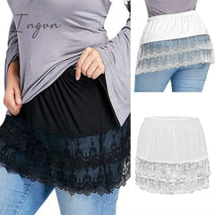 Ingvn - Spring Outfits New Style Womens Fake Shirts Hem Underskirts Elastic High Waist Split Half Slips Skirts Hoodies Sweaters Extender Hemline