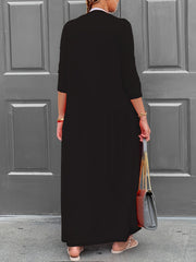 1pc Women's Plus Size Long Cardigan - Casual Style, Solid Color, Polyester Knit, Open Front, Long Sleeve, Pullover, Non-Waterproof, for Spring/Autumn