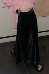 Ingvn - Elegant Solid Fold High Waist Solid Color Bottoms