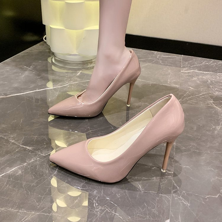 Nude High-heeled Fashion Single-layer Shoes Summer Travel All-match Thin-heeled Single-layer Shoes with Skirt Western-style Women's Shoes