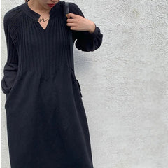 Ingvn - Lamtrip Unique Best Quality Autumn Winter Retro French Girl Chic Knitting V-Neck Long Sleeve Basic Dress Mori Girl
