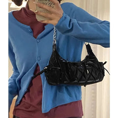 INGVN  Elegant Pink Shoulder Bag for Women Summer Fashion Leather Casual Cute Handbag Chains Hot Girls Daily Gentle Armpit Bag
