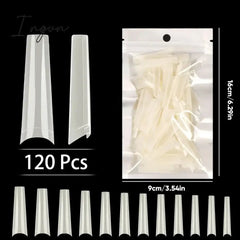 Transparent Stiletto Fake Nail Tips Acrylic False Nail Tips Long Shape Half Cover Coffin Professional Nail Art