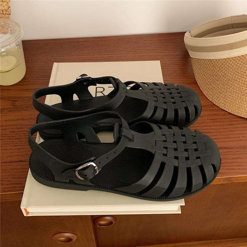 Women Sandals Casual Comfortable Female Footwear Jelly Shoes Summer Ankle Strap Rubber Shoes Soft Sole Non-slip Mom Shoes