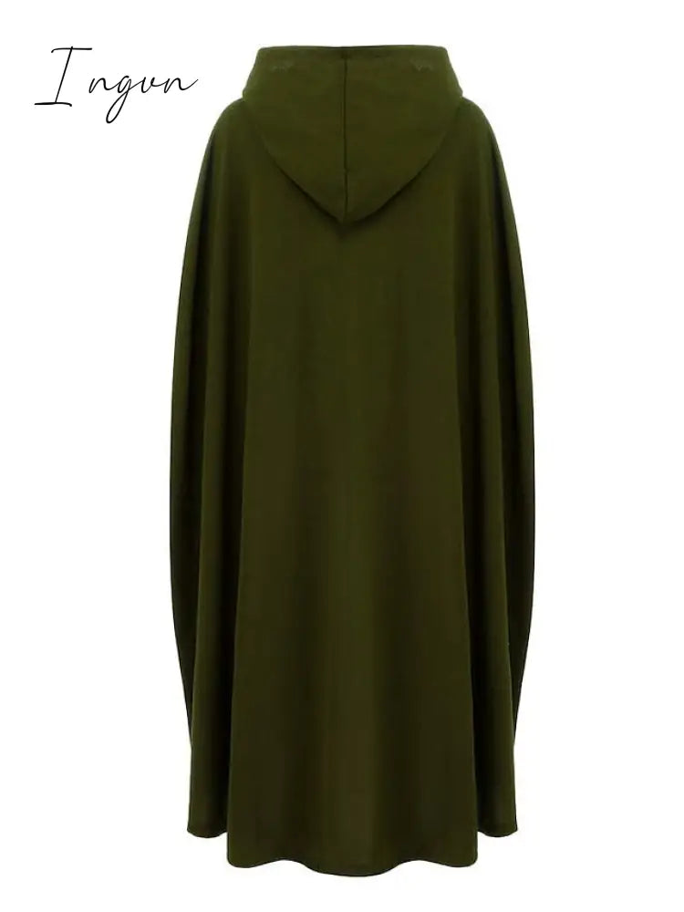 Ingvn - Women's Coat Cloak / Halloween Capes Long Layered Coat Green Black Blue Gray Stylish Christmas Fall Single Breasted Crewneck Loose S M L XL / Winter