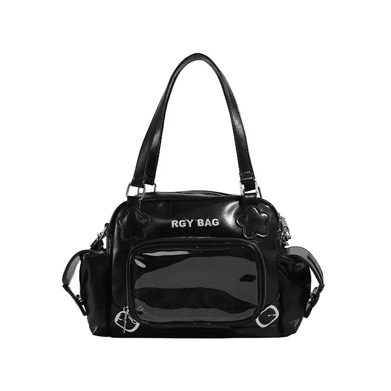 Ingvn  Pink Literary Womens Shoulder Bag Sweet Cute Casual Transparent Fashion Handbag Elegant Korean Style Female Crossbody Bag