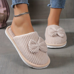 Adorable Bowknot Winter Slippers-Plush & Cozy-Soft Indoor Home Footwear-Warmth & Comfort