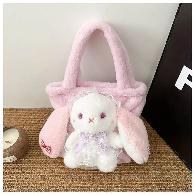 Ingvn  Plush Bunny Handbags for Women Cute Fluffy Soft Autumn Kawaii Small Shoulder Bag Lolita Jk Literary Elegant New Female Bag