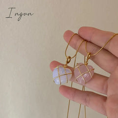 Fashion Opal Heart Necklace Crystal Castle Necklace For Woman Girls Rose Quartz Barbie Necklace Jewelry Accessories Gift