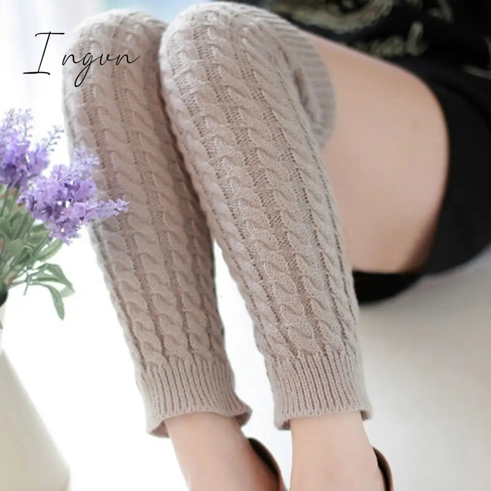 Ingvn - Lolita Leg Warmers Women Warm Winter Knit Foot Cover Crochet Knee Socks Warm Boot Cuffs Beenwarmers Japanese Long Socks