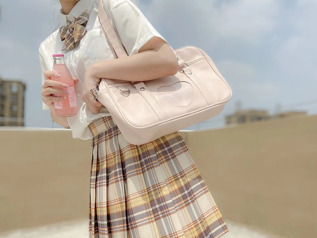 INGVN  Japanese Heart Patchwork Women Handbags High-capacity Streetwear Simple Messenger Bag All Match Fashion Shoulder Bags Y2k Preppy