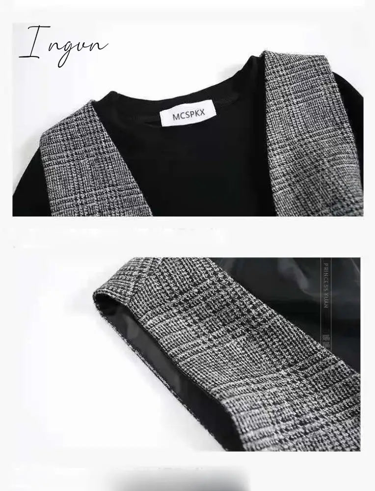 Ingvn - Teenage Girls Clothing Set 12 13 14 Years Spring Plaid Vest T-shirts Pants 3pcs Suit for Girls Clothes Fashion Kids Costume