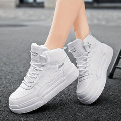 Lightweight Chunky Solid Color Sneakers, Comfortable Medium Tube Thick Soled Versatile Sports Shoes for Women