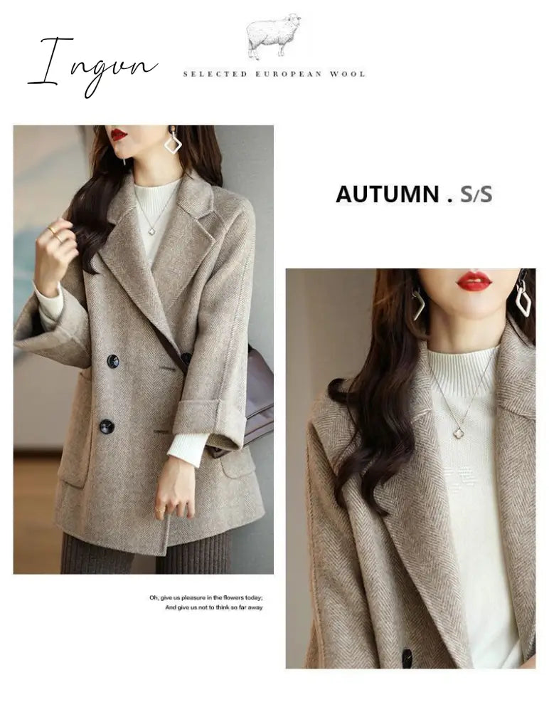 Ingvn - Autumn And Winter New Fashion Women's Jacket Loose Leisure All-Match Western Style High-End Woolen Female Coat