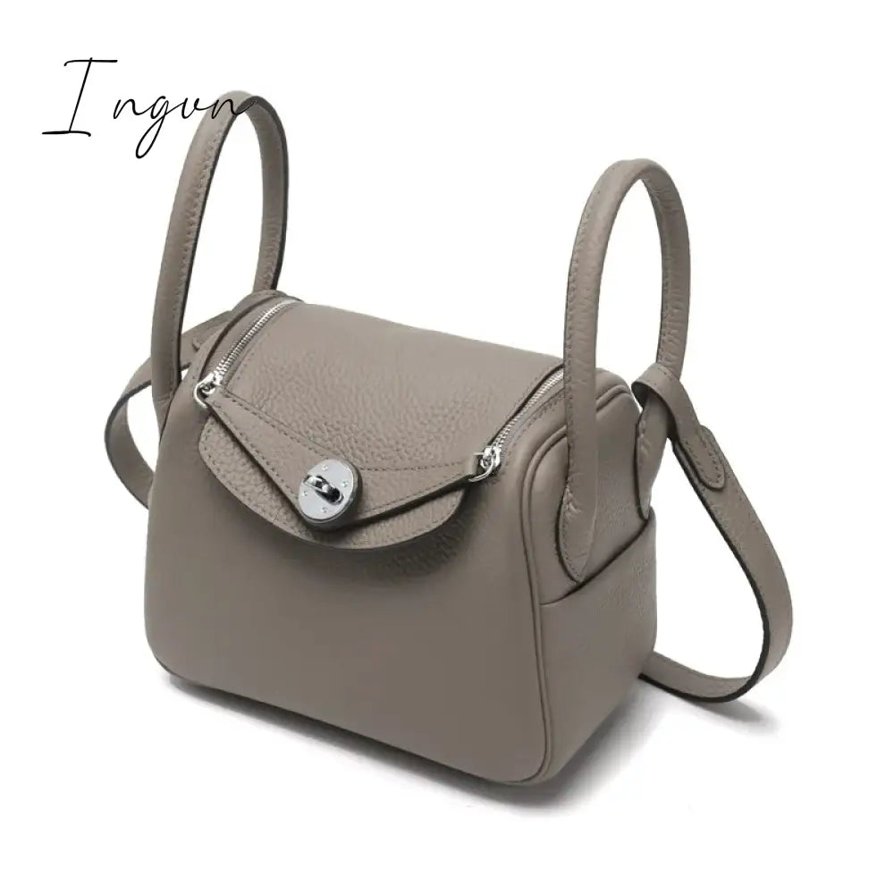 Ingvn - Mini 20cm Pillow Bag Silver Buckle Ladies Handbag Luxury Brand Designer Shoulder Bag Cow Genuine Leather Crossbody Bags Fashion