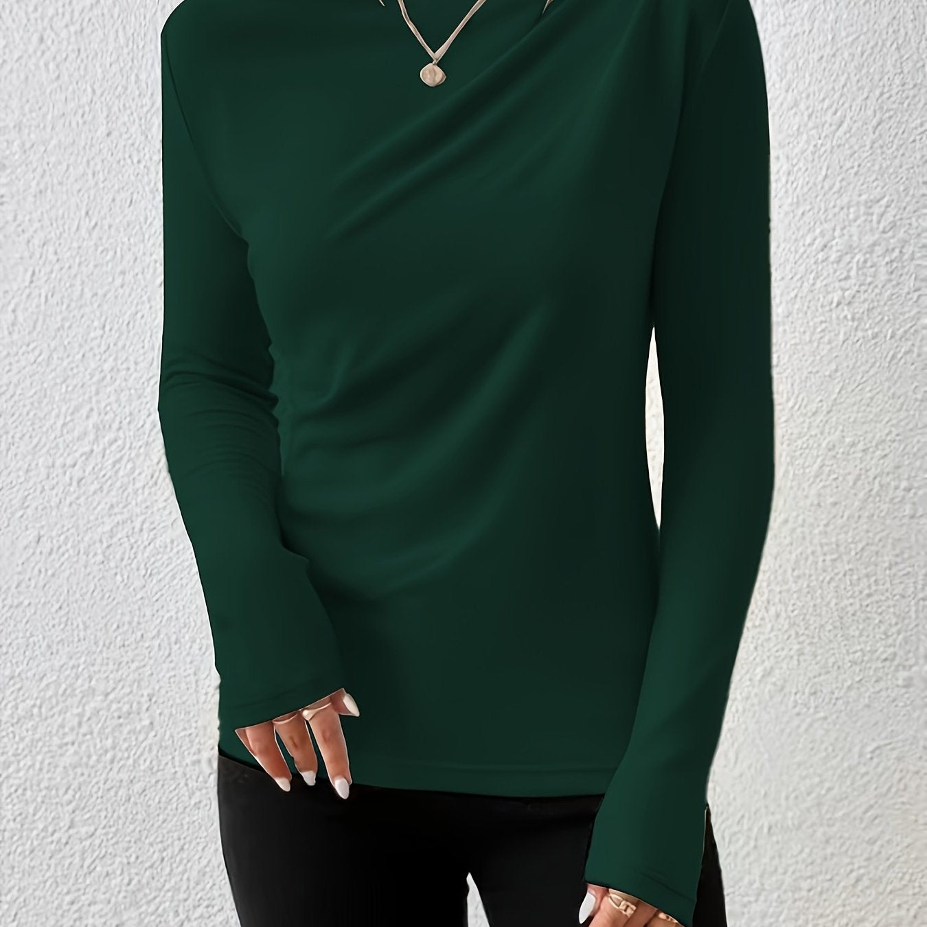 Womens Classic Solid Boat Neck T-Shirt - Stylish Long Sleeves for Spring & Fall - Versatile Casual Top - Premium Quality Wardrobe Staple