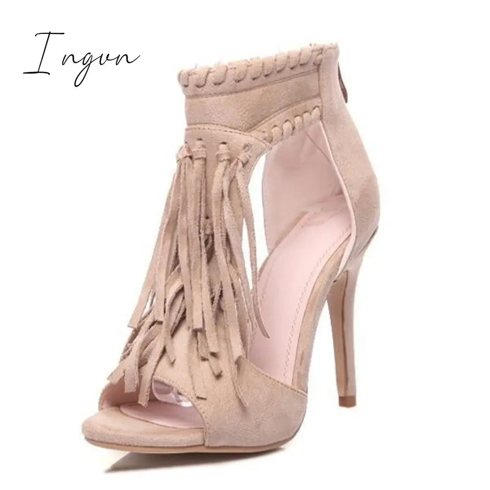 Ingvn - Fashion Open Toe Tassels Ankle Ladies Sandals