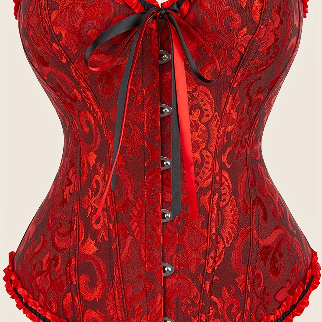 Ravishing Ruffle Strapless Corset Bustier - Sculpting Tummy Control, Lace-Up Jacquard Body Shaping, Adjustable Hooks, Comfortable Women's Lingerie & Shapewear for Hourglass Figure