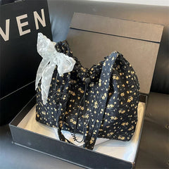 Ingvn  Nylon Flower Pattern Lace Decoration Women's Tote Bag Best-selling Fashionable and Versatile Large Capacity Shoulder Bag