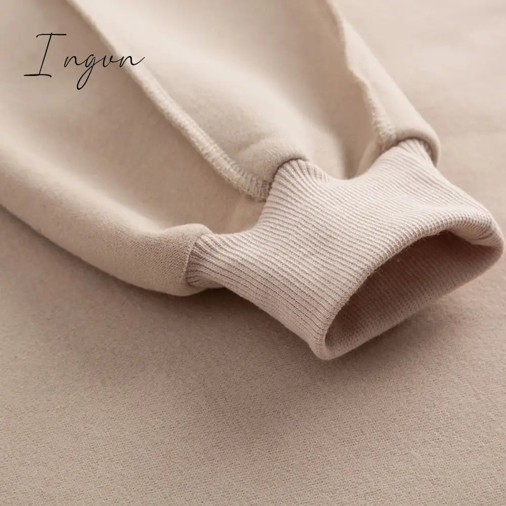 Ingvn - Thick Cotton Oversized Women Sweatshirt Hoodies Casual Loose Long Sleeve Harajuku Streetwear Crop Pullover Plus Size Ropa Mujer