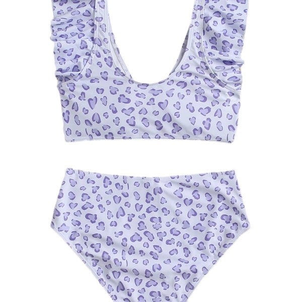 new European and American leopard print ruffled independent station bikini ladies split swimsuit