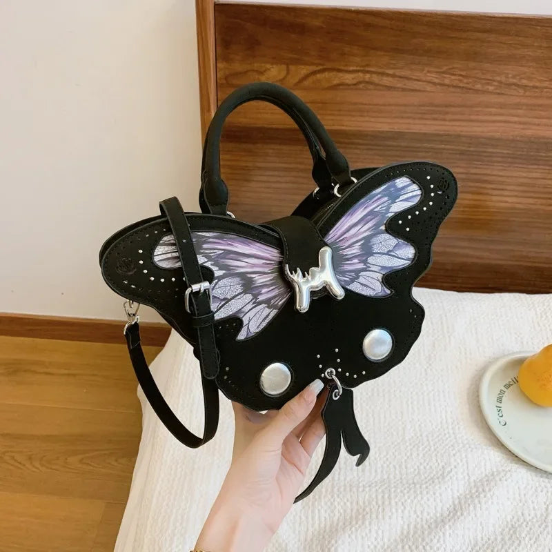 Ingvn  Y2k Gothic Shoulder Bag for Women Butterfly Black Aesthetic Handbag Hot Girl Fashion Harajuku Style Exquisite Crossbody Bag