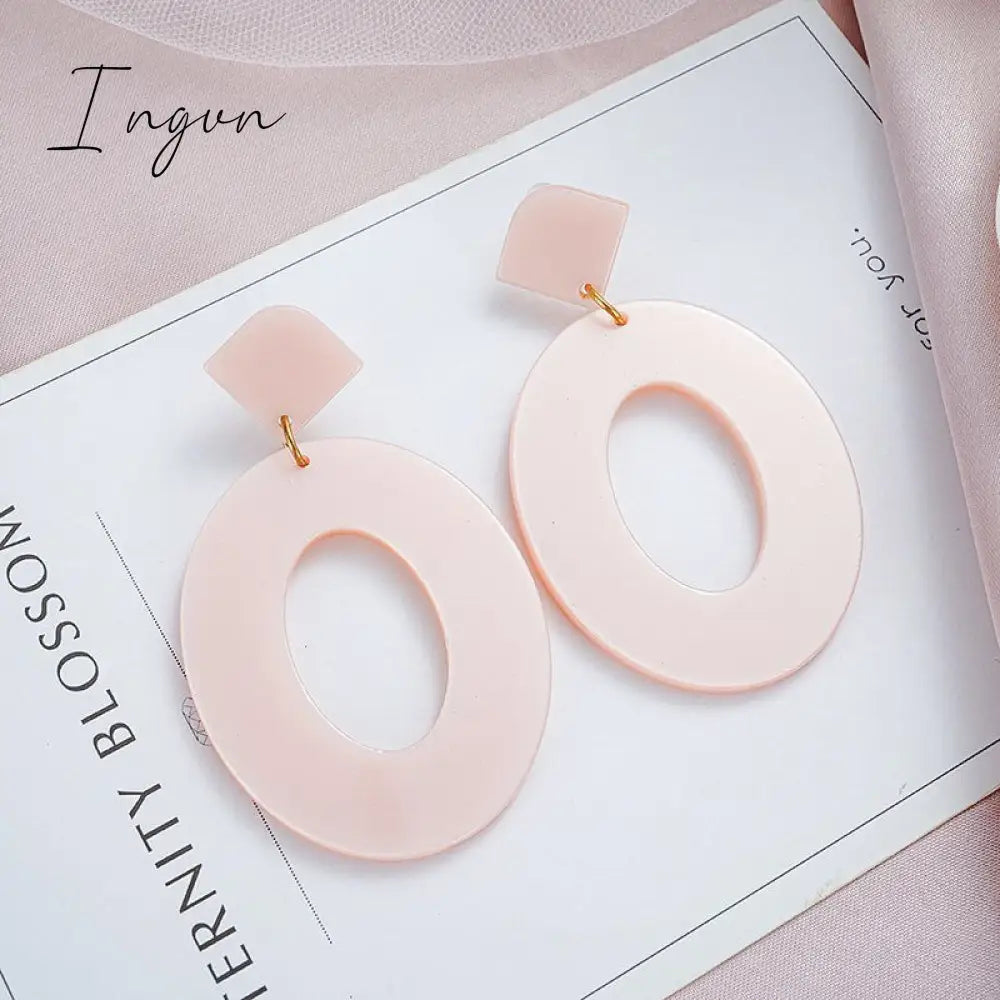 Ingvn - Korean Style Dangle Drop Earrings For Women Pink Color Arcylic Geometric Cute Pendant Earrings 2023 Trend Brincos Jewelry Gifts