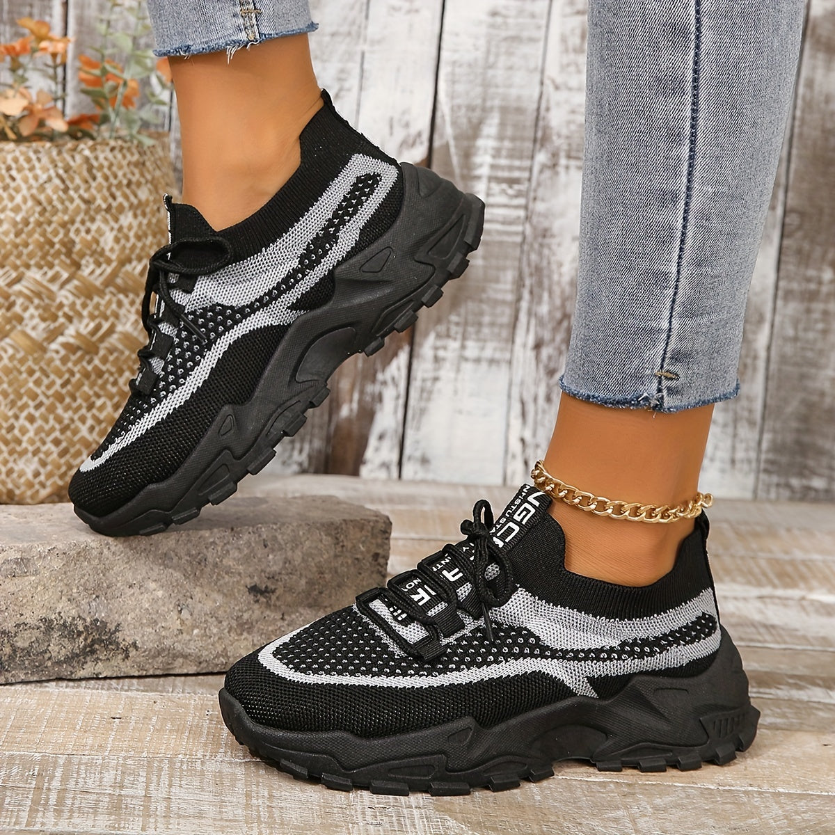 Women's Breathable Mesh Platform Sneakers, Casual Lace Up Outdoor Shoes, Comfortable Low Top Sport Shoes plus size