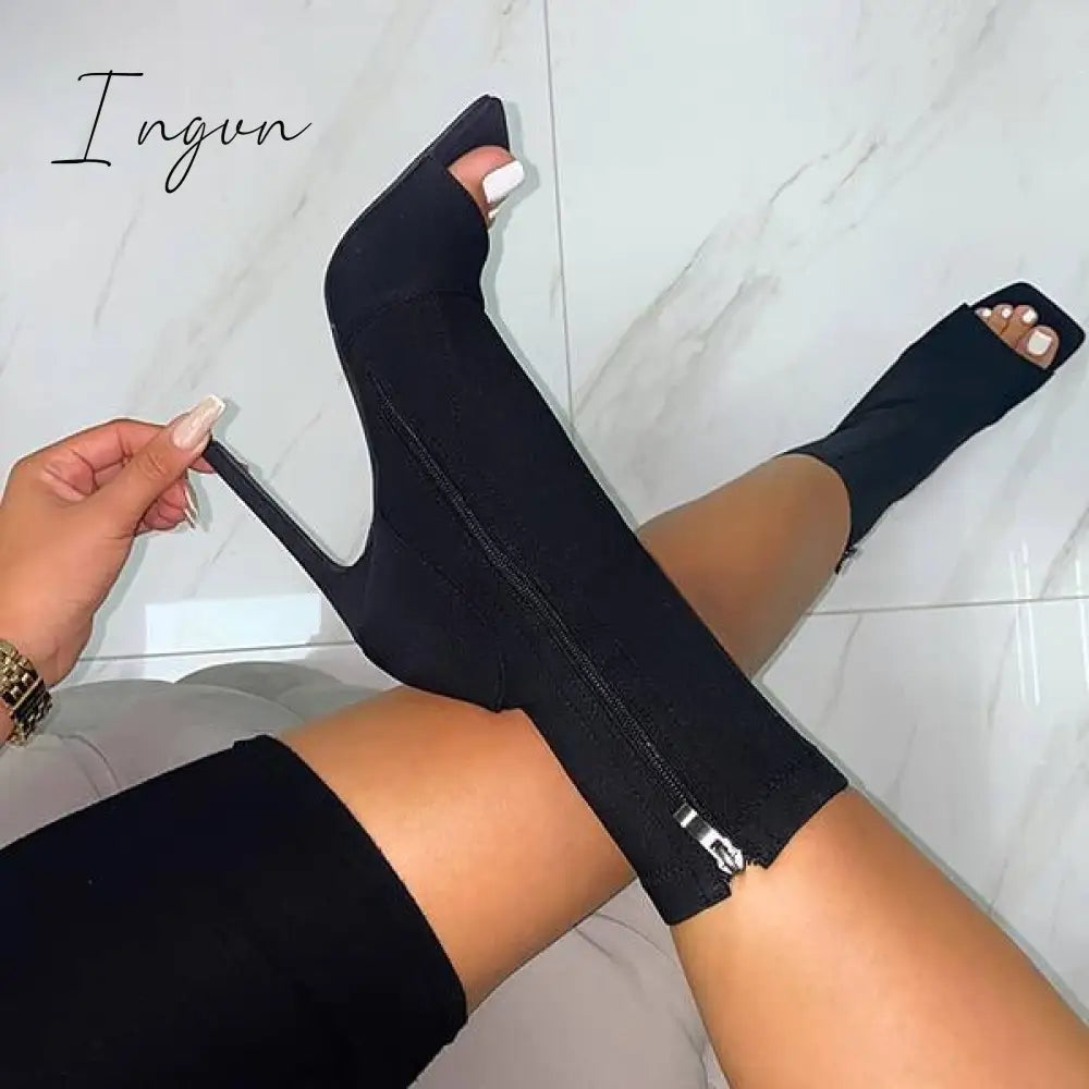 Ingvn - Peep Toe Ankle Boots