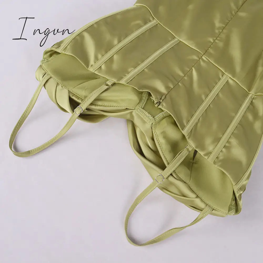 Ingvn - trends high quality Giyu Night Clubwear Party Satin White Dresses Women Summer Sexy Bodycon Midi Vestidos Spaghetti Strap Backless Corset Dress