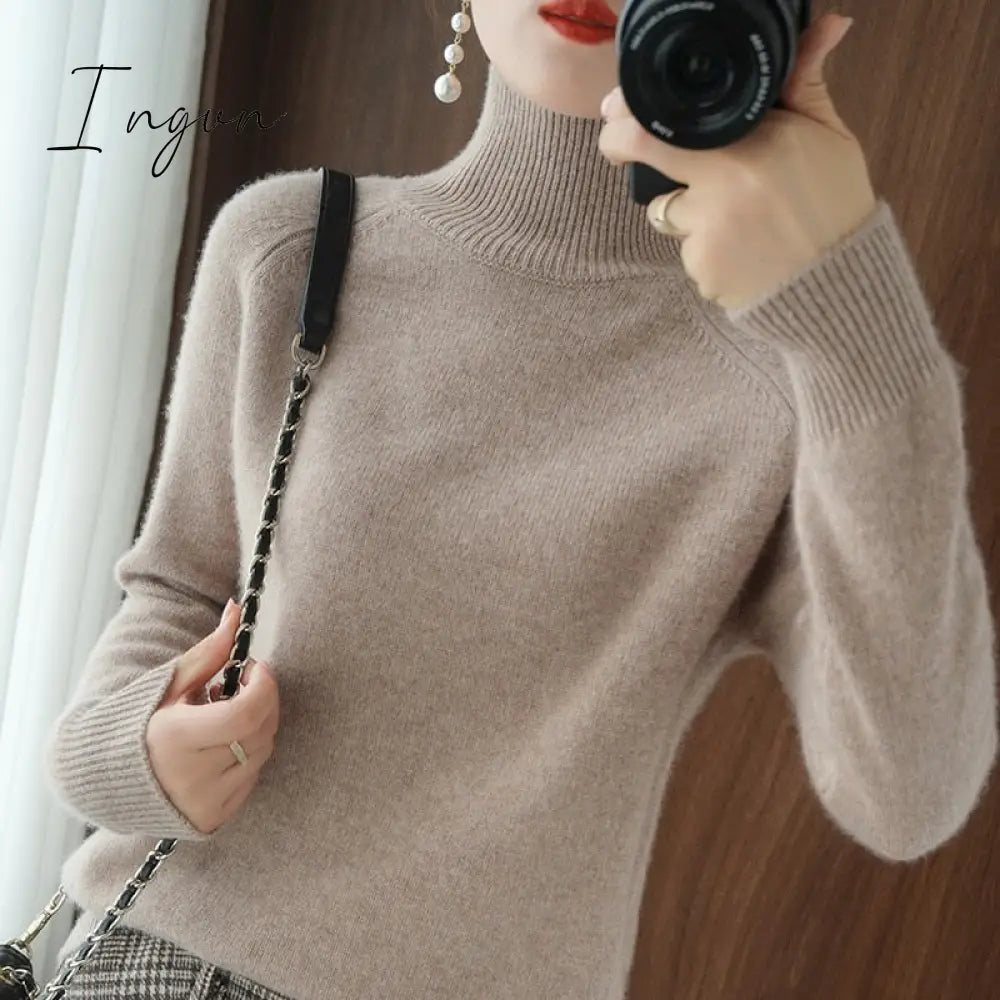 Ingvn - Turtleneck Cashmere Women Sweaters Casual Long Sleeve Knitted Jumper Female Bottoming Pullover Sweater women Autumn Winter