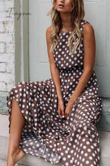 Ingvn - Polka Dot Round Neck Dress（5 colors）