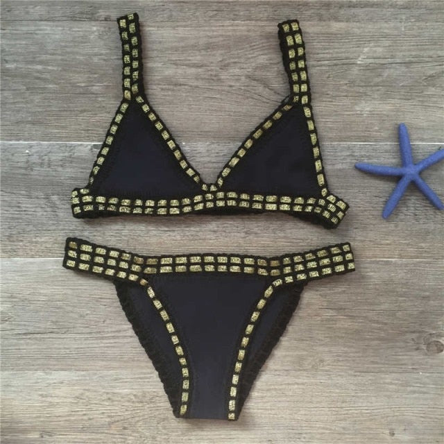 Voguable Crochet Swimsuit Bikinis Women's Swimming Suit Sexy Bandage Brazilian Bikini  Swimwear Women Bathing Suit Biquini