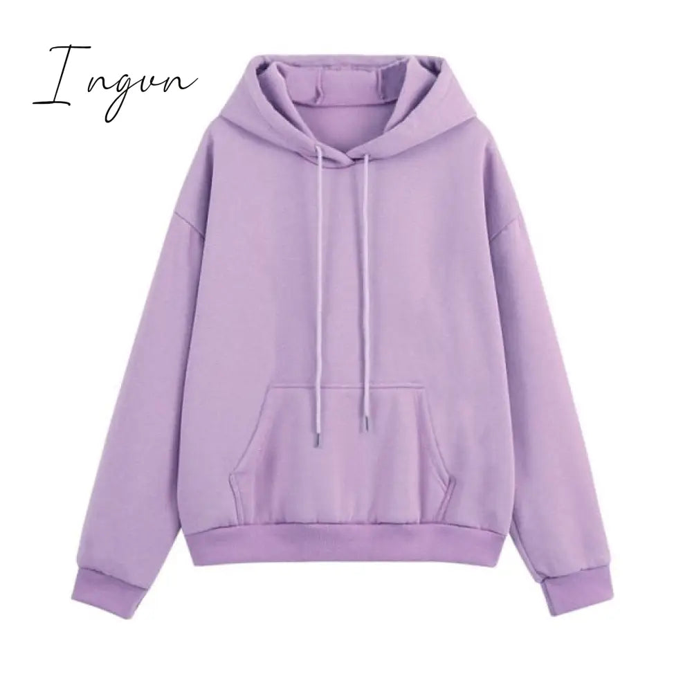 Ingvn - Fleece Tracksuits Women Two Pieces Set Hooded Oversized Sweatshirt Pants Solid Color Hoodie Suits Autumn Winter Casual Outfits