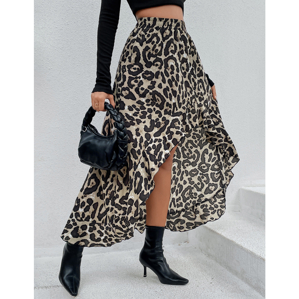 Women's Wear Europe and America INS Best Selling Leisure Trend Irregular Printed Skirt A- Shaped Skirt