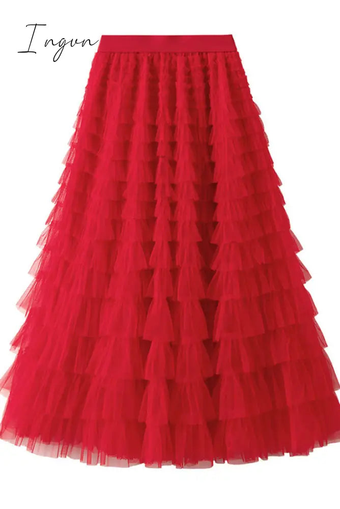 Ingvn - Make a Royal Statement with this Elastic Waist Tulle Skirt
