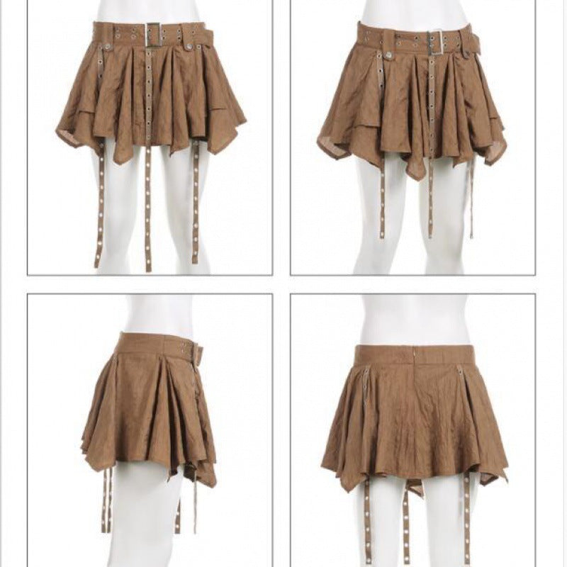 Korean style new retro ballet style irregular design hem ribbon skirt high waist slimming skirt for women Summer