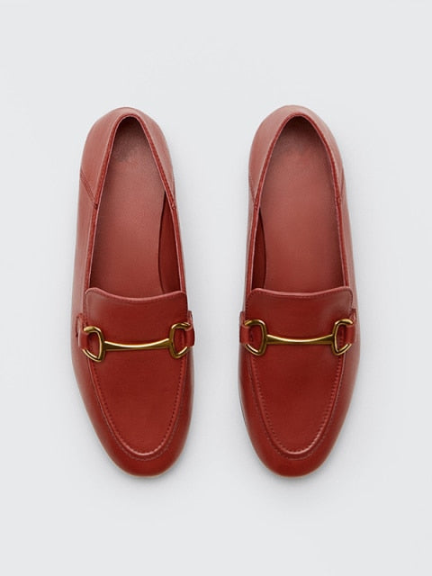 Withered 2026shoes women england style office lady simple solid genuine leather Sheepskin soft Lok shoes loafers shoes for women