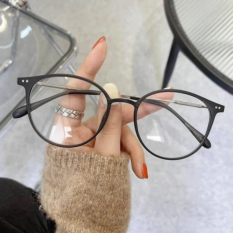 INGVN  Metal Round Frame Glasses Computer Reading Working Accessories Anti Blue Light Women Men Vintage Transparent Optical Eyeglass