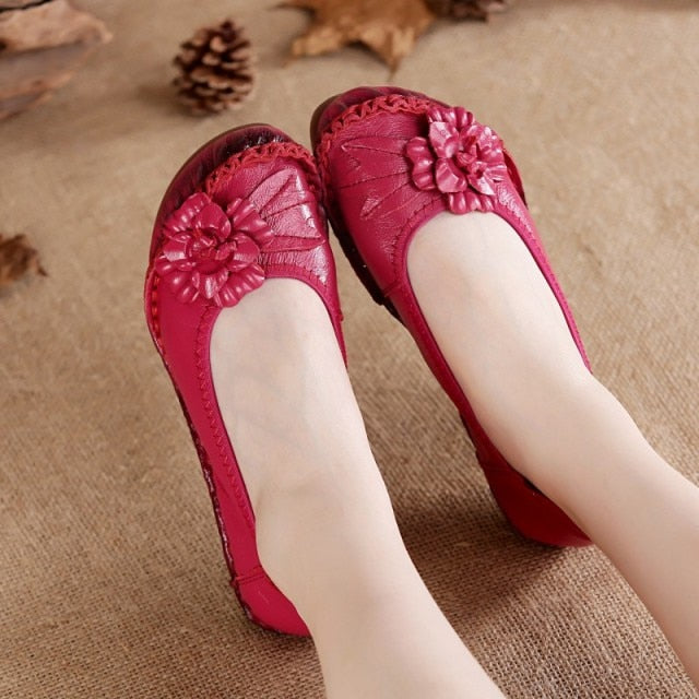 Women Genuine Leather Shoes Female Brand High Quality Comfort Flats Mom Casual Summer Shoes 2026 Fashion Oxford Flats