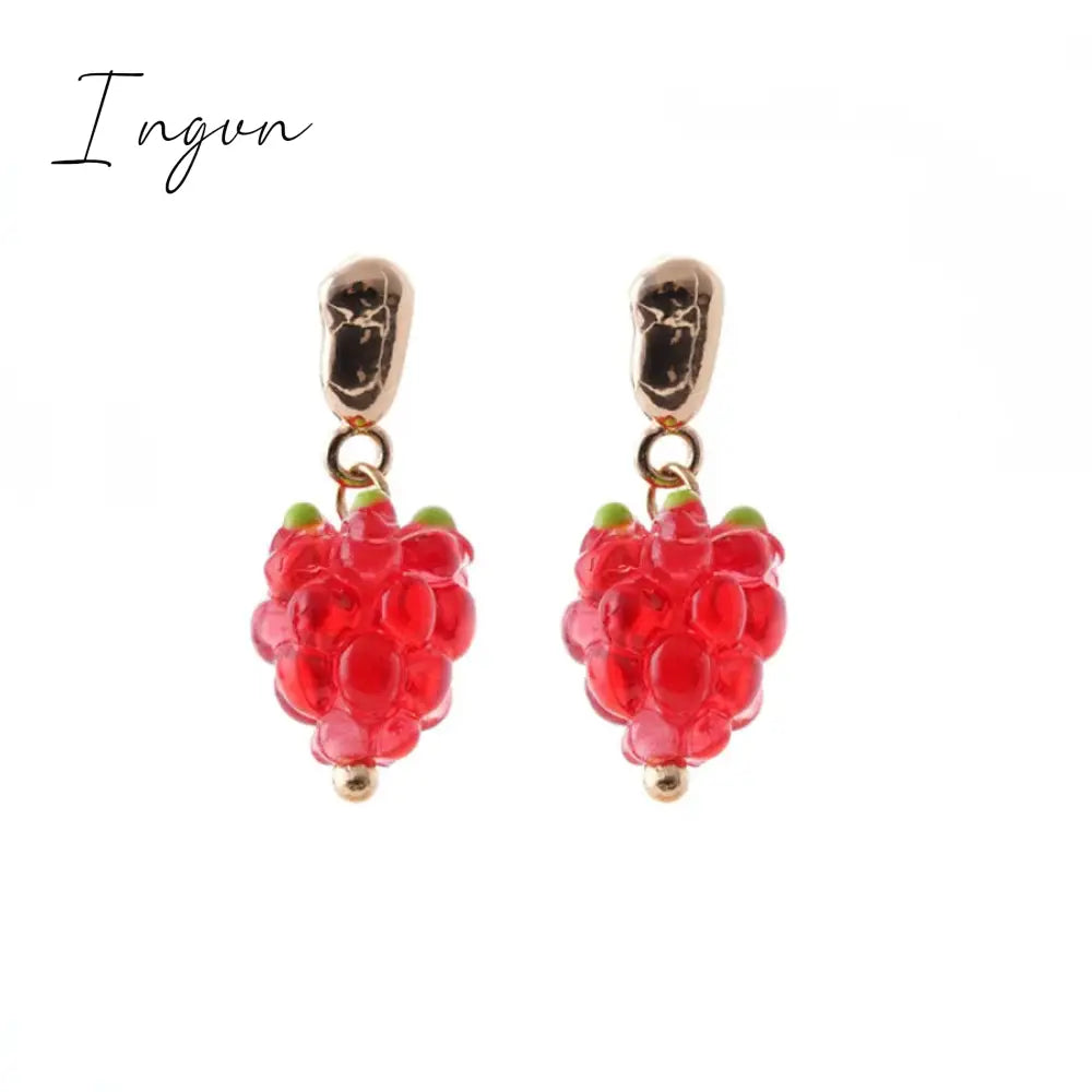 New Trendy Cute Red Raspberry Earrings for Women Exquisite Alloy Studs Niche Design Party Jewelry Girlfriend Gifts
