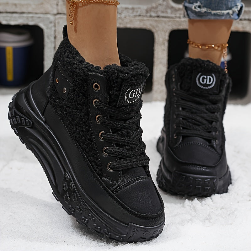 Women's Winter Thick Bottom Short Boots, Insulated Shoes With Low Heel, Perfect For Casual Outdoor Wear