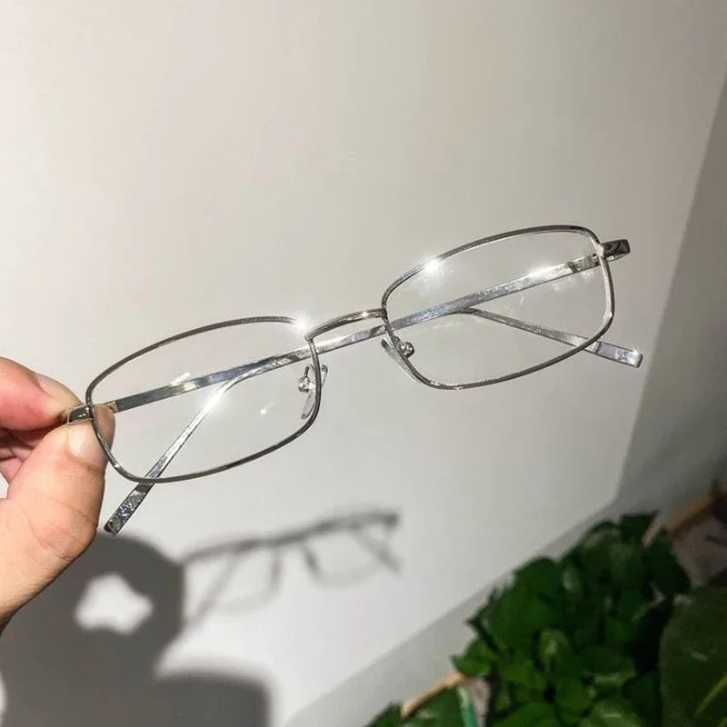 INGVN  Y2K Harajuku Small Square Frame Glasses Women Retro Metal Eyeglasses Clear Reading Spectacle Blue Light Blocking Eyewear