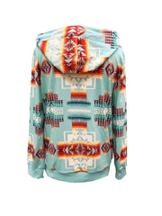 Cozy Fall/Winter Aztec Hoodie for Women: Unique Western Pattern, Durable Knit & Zip-Up Comfort