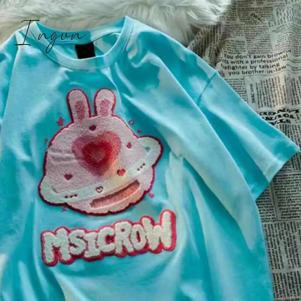Ingvn - Kawaii Dog Print T-Shirt Harajuku Casual Loose Summer Women'S T-Shirt Cute Sweet Aesthetic Oversized Tops Streetwear