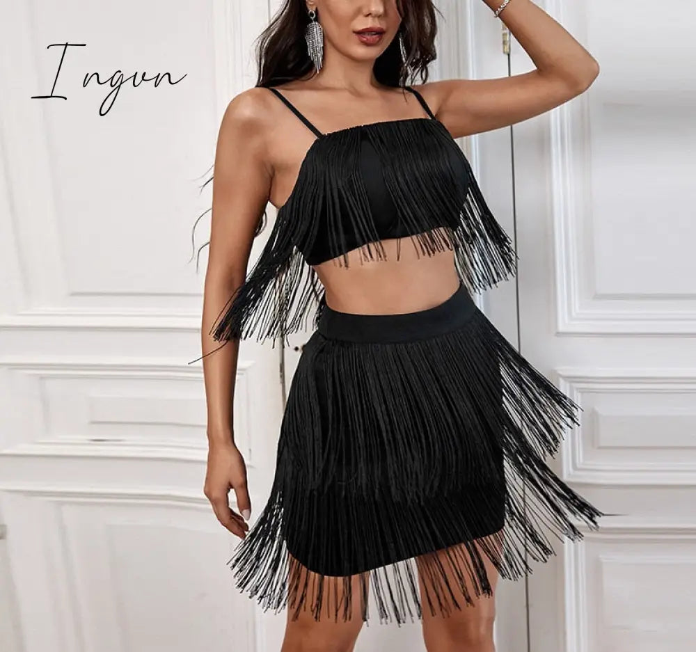 Ingvn - 2023 Trends Tassel Summer Dresses Female Halter Backless Casual Club Mini Dress Sexy Fringe Bandage Bodycon Party Dress Vestidos