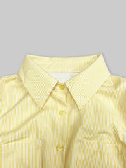 Striped Puff Sleeve Button-Up Shirt